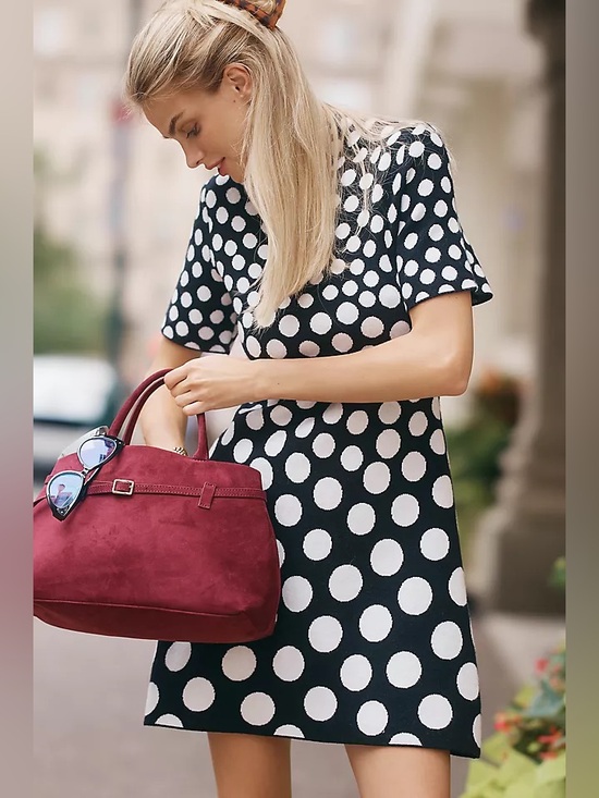 Anthropologie Dresses & Skirts - ✨ Anthropologie Nina Short-Sleeve Mock-Neck Mod Mini Dress Sz L